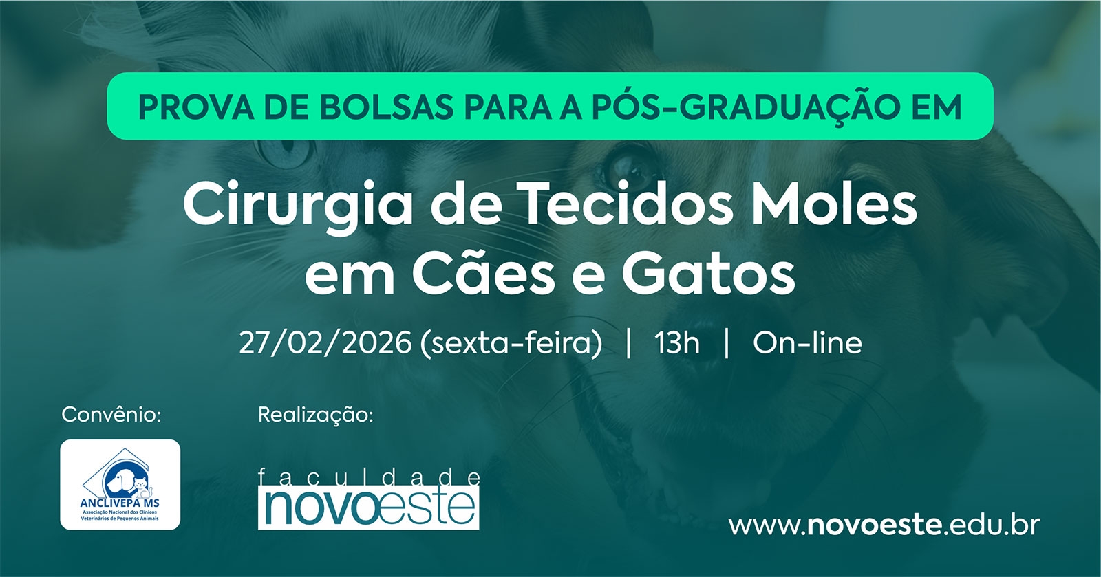 Prova de Bolsas: Pós-graduação em Cirurgia de Tecidos Moles em Cães e Gatos